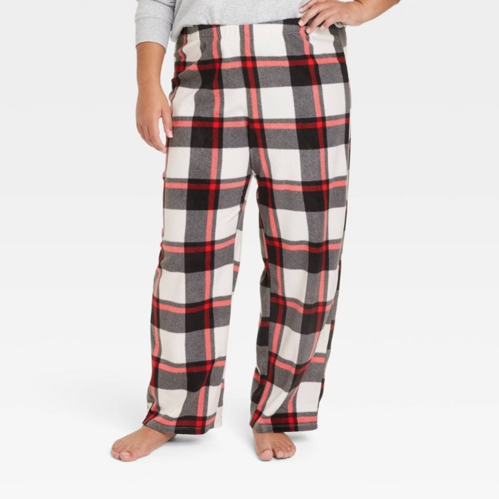 New! Women's Buffalo Check Fleece Matching Family Pajama Pants - Size XXL